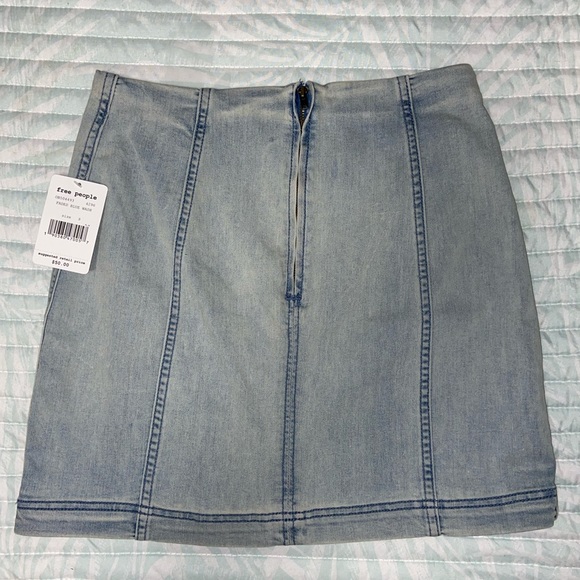NWT Free People Faded Blue Denim Modern Femme Skirt - Picture 5 of 10
